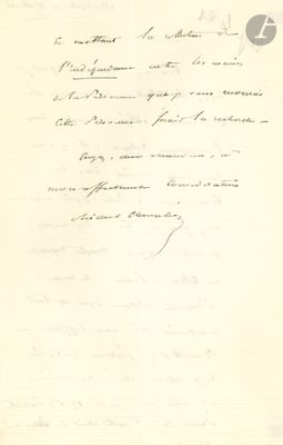 la lettre est écrite à l'encre noire sur une feuille de papier