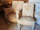 a chair and a chair that are sitting in a room