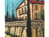 une image représentant un dessin d'une maison sur un pont