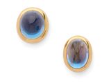 une photo d'une paire de boucles d'oreilles ornées d'une pierre bleue