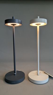 two lamps that are sitting next to each other on a table