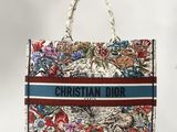christian dior floral print canvas tote bag
