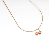 a close up of a necklace with a bell on a chain