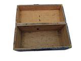 a small wooden box with a handle on a white background