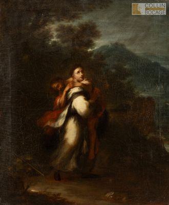une image représentant un tableau où l'on voit une femme portant un enfant