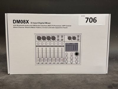 the box for the dm06x digital mixer sits on the floor