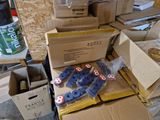 a pile of boxes that are sitting on top of a table