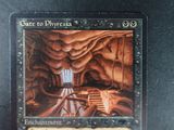 a close up of a card with a picture of a cave