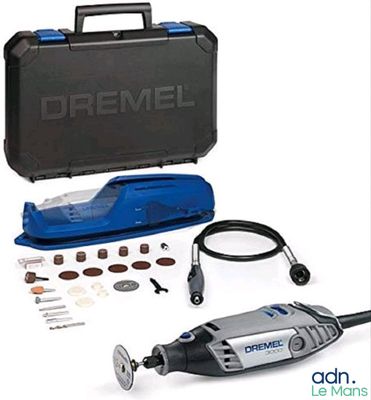 the dremel corded rotary sander is being used to sand a piece of wood