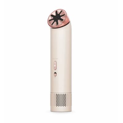 a close up of a white and pink device on a white background