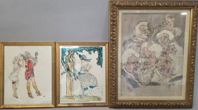 Lot de 2 fixés sous verre signés MELL