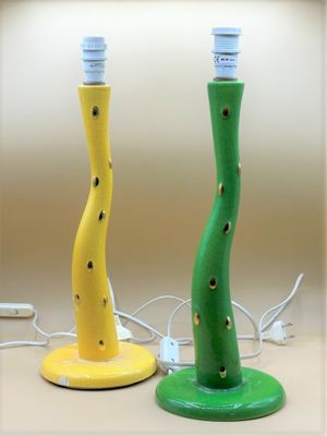 LONGWY Deux pieds de lampe en céramique Signés sur les bases…