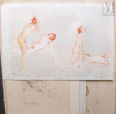 a picture of a drawing of two nudes on a piece of paper