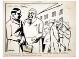 an image of a cartoon of a group of men standing in front of a building