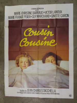 movie poster of a couple in bed under a blanket with the words cousin coussine on it