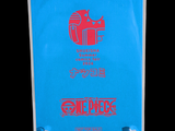 a blue book with a red and white logo on it