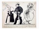 cartoon drawing of a man and a woman walking down a street