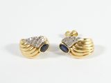 une paire de boucles d'oreilles en saphir et diamant
