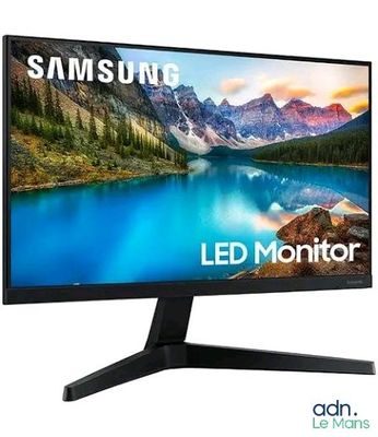 the samsung led monitor is shown with a lake in the background