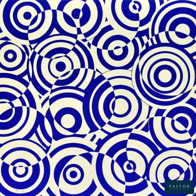 an image of a blue and white pattern with circles