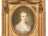 a painting of a woman in a white dress in a gold frame