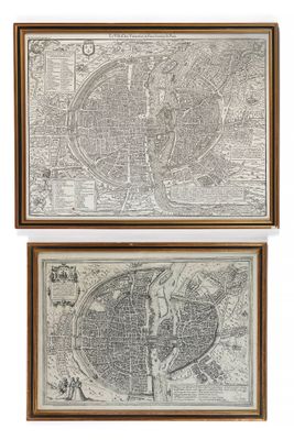 deux cartes encadrées de la ville de Paris