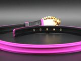 a close up of a pink belt on a black surface