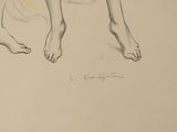 a drawing of a man sitting on a toilet with his legs crossed