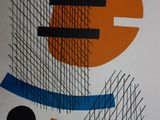 an image of a poster with an orange and blue design on it