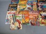 a lot of books that are on the table