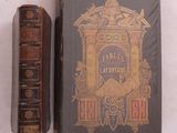 deux vieux livres posés l'un à côté de l'autre sur une surface blanche