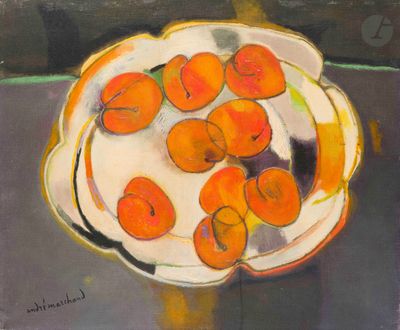 un tableau représentant une assiette d'oranges posée sur une table