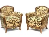 pair of french style armchairs in the manner of louis xv