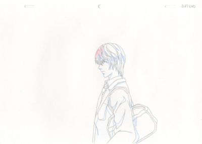 dessin représentant un homme muni d'un sac à dos marchant dans une rue