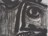 an image of a black and white drawing of a man ' s face