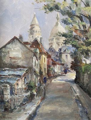 Julian BROSIUS (1917-2004). Rue à Montmartre. Huile sur toil…