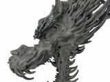 a statue of a dragon head on a white background