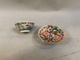 pair of chinese porcelain bowls and saucer with floral decoration