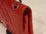 chanel red quilted lambskin flap bag with silver hardware