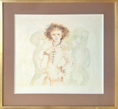 a picture of a painting of a woman in a dress