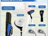 une affiche présentant différents types de clubs de golf et d'accessoires