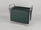 an image of a magazine rack with a green cover