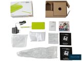 a box with a camera and other items in it
