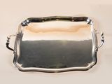 silver plated serving tray with handles and handles