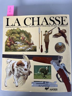 a book with a picture of a hunting scene on it
