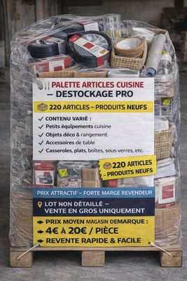 a pallet with a lot of different items on it