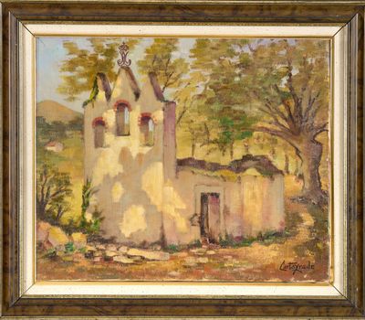 André CARTAYRADE (1921-2016) Ascain, La chapelle au fond des…