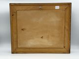 an old wooden picture frame with a white background and a brown background