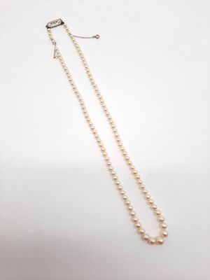 un collier de perles blanches sur fond blanc