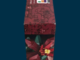 a red box with a design on it on a blue background